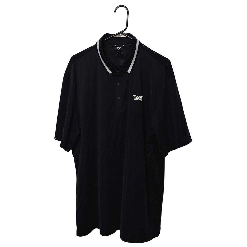 PXG Polo Shirt Mens XL Black Perforated Mesh Back Golf Top Performance Stretch
